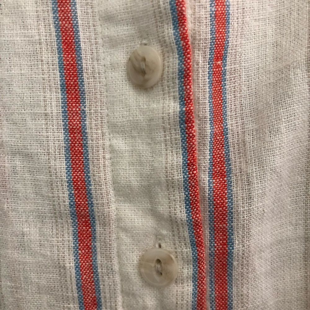 Universal Thread Linen Striped Button Up Short Sleeve Top - Picture 5 of 6